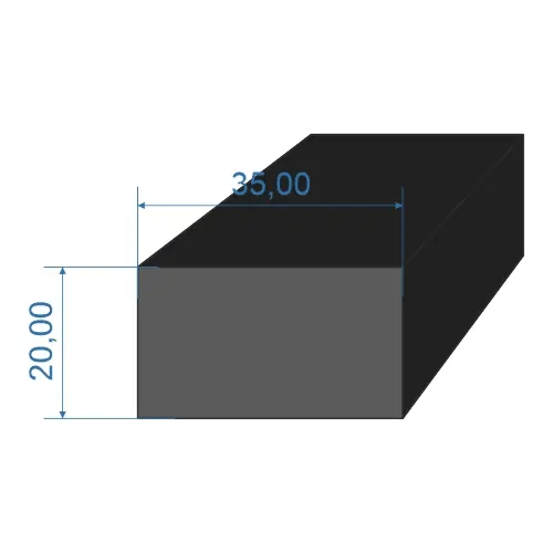 9350968 Pryžový profil 20x35mm, NBR 80°Sh obdélníkový, délka: 1000mm Jen Po Omezenou Doba